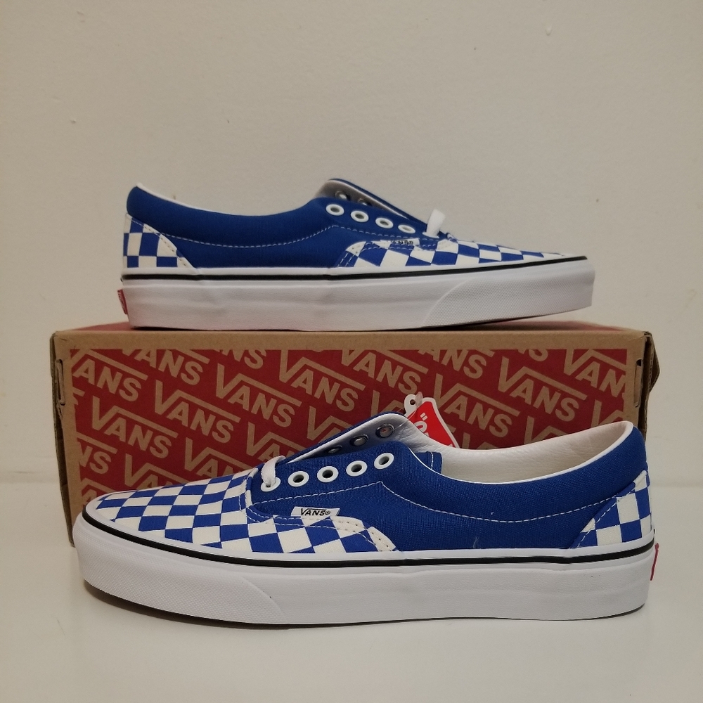 Royal blue checkerboard vans